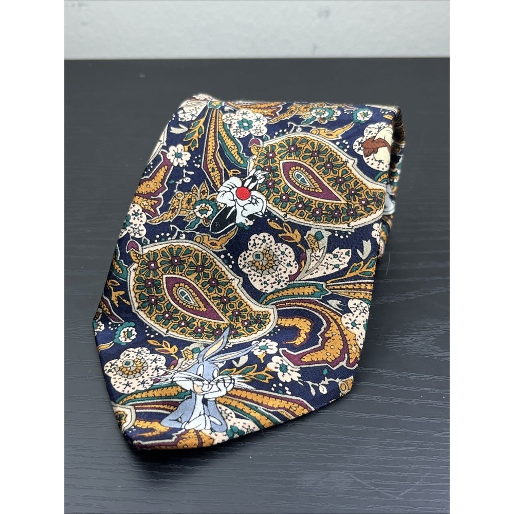 TAZ Bugs Bunny Tweety Cartoon Teacher Designer Neck Tie 58" Looney Tunes‎